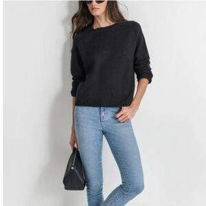 DKNY JEANS WOMEN'S BLACK METALLIC CABLE KNIT SWEATER SIZE MEDIUM NWT